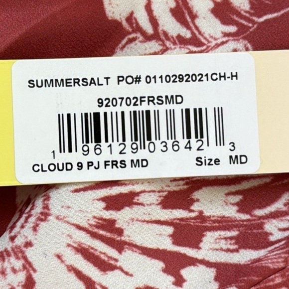 NWT Summersalt Cloud 9 Satin PJ top Long Sleeves Burgundy Seashell Print Medium - Picture 14 of 14